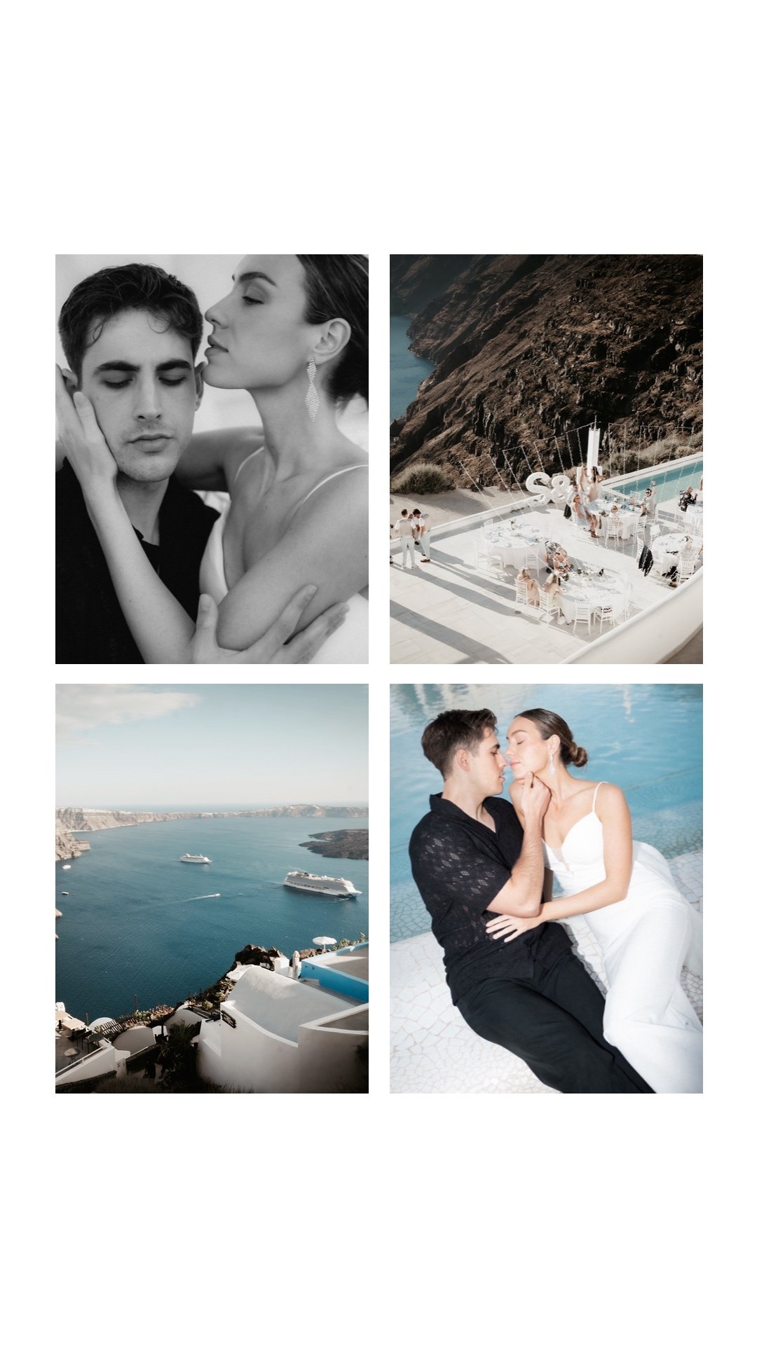 Destination wedding in Greece framed by white architecture and Mediterranean surroundings.