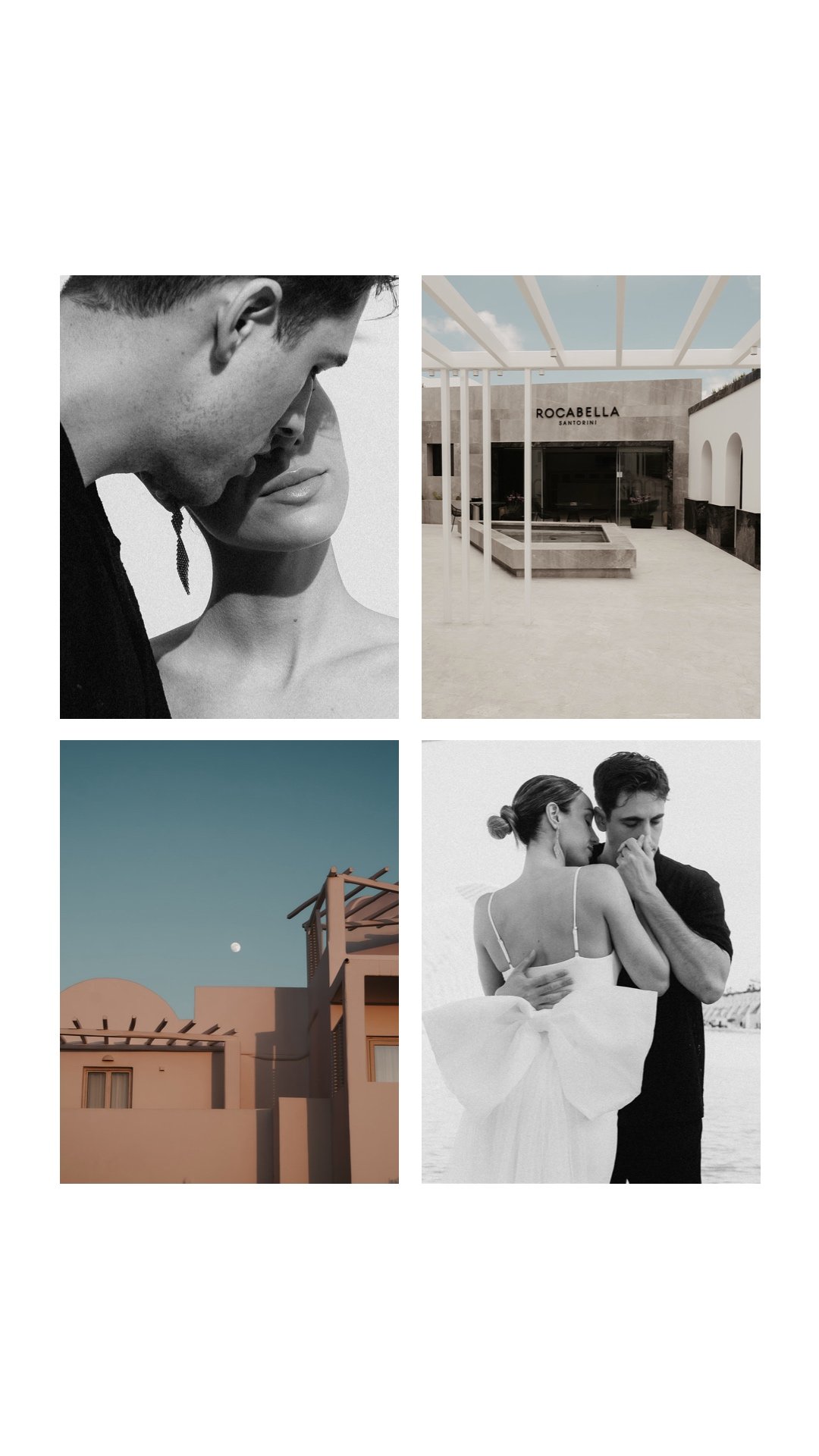 Bride and groom sharing an intimate moment during their destination wedding in Greece.