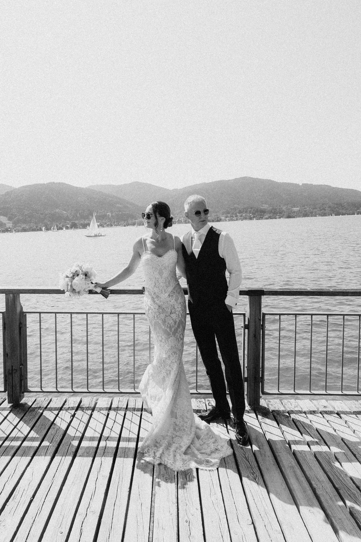Sophia and Volker together on the wooden jetty at Lake Tegernsee.